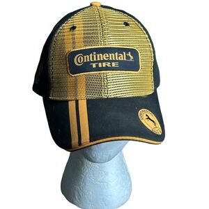 Continental Tire Yellow & Black Mesh Trucker Hat  Horse logo‎ Adjustable Cap
